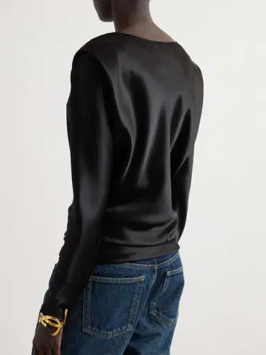 Saint Laurent Draped Silk-satin Blouse | Thumbnail 3 Saint Laurent Draped Silk-satin Blouse | Thumbnail 3