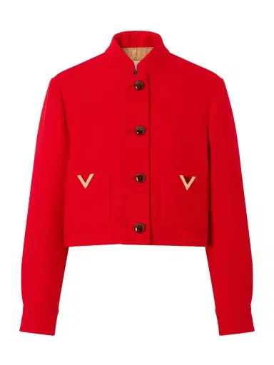 Valentino Garavani Embellished Wool And Silk-blend Drill Jacket | Thumbnail 1 Valentino Garavani Embellished Wool And Silk-blend Drill Jacket | Thumbnail 1