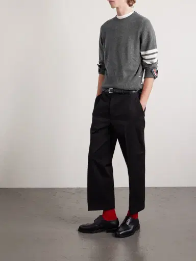 Thom Browne Slim-Fit Striped Grosgrain-Trimmed Cashmere Sweater - Men | Thumbnail 2 Thom Browne Slim-Fit Striped Grosgrain-Trimmed Cashmere Sweater - Men | Thumbnail 2