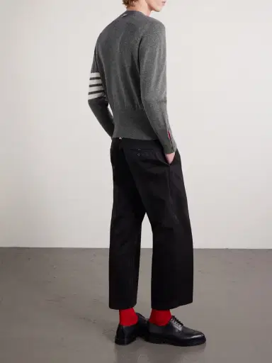 Thom Browne Slim-Fit Striped Grosgrain-Trimmed Cashmere Sweater - Men | Thumbnail 4 Thom Browne Slim-Fit Striped Grosgrain-Trimmed Cashmere Sweater - Men | Thumbnail 4