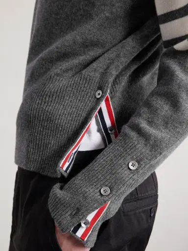 Thom Browne Slim-Fit Striped Grosgrain-Trimmed Cashmere Sweater - Men | Thumbnail 5 Thom Browne Slim-Fit Striped Grosgrain-Trimmed Cashmere Sweater - Men | Thumbnail 5