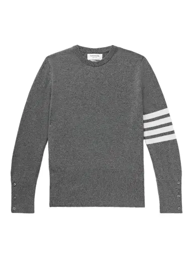 Thom Browne Slim-Fit Striped Grosgrain-Trimmed Cashmere Sweater - Men | Thumbnail 1 Thom Browne Slim-Fit Striped Grosgrain-Trimmed Cashmere Sweater - Men | Thumbnail 1