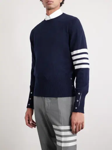 Thom Browne Slim-Fit Striped Cashmere Sweater - Men | Thumbnail 3 Thom Browne Slim-Fit Striped Cashmere Sweater - Men | Thumbnail 3