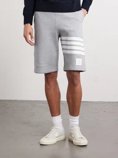 Thom Browne Striped Loopback Cotton-Jersey Shorts - Men | Thumbnail 3 Thom Browne Striped Loopback Cotton-Jersey Shorts - Men | Thumbnail 3