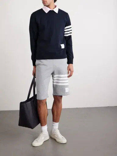 Thom Browne Slim-Fit Striped Loopback Cotton-Jersey Sweatshirt - Men | Thumbnail 2 Thom Browne Slim-Fit Striped Loopback Cotton-Jersey Sweatshirt - Men | Thumbnail 2
