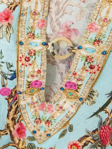 Camilla Crystal-embellished Printed Linen Kaftan | Thumbnail 4 Camilla Crystal-embellished Printed Linen Kaftan | Thumbnail 4