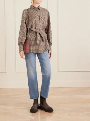 Brunello Cucinelli Embellished Leather-trimmed Suede Pouch | Thumbnail 2 Brunello Cucinelli Embellished Leather-trimmed Suede Pouch | Thumbnail 2