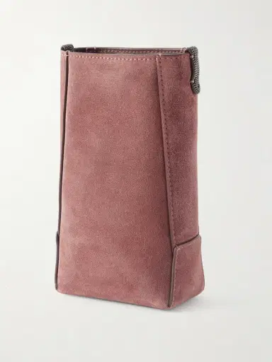 Brunello Cucinelli Embellished Leather-trimmed Suede Pouch | Thumbnail 4 Brunello Cucinelli Embellished Leather-trimmed Suede Pouch | Thumbnail 4