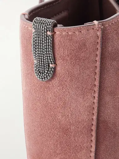 Brunello Cucinelli Embellished Leather-trimmed Suede Pouch | Thumbnail 5 Brunello Cucinelli Embellished Leather-trimmed Suede Pouch | Thumbnail 5