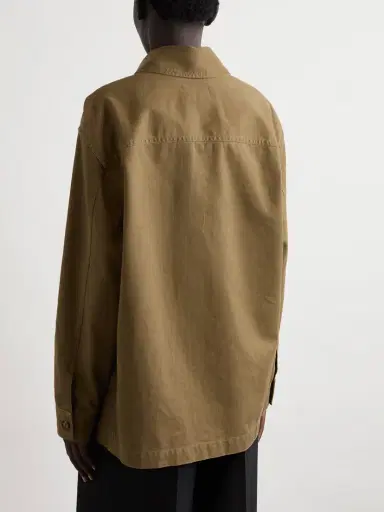 Saint Laurent Embroidered Cotton And Linen-blend Gabardine Shirt | Thumbnail 4 Saint Laurent Embroidered Cotton And Linen-blend Gabardine Shirt | Thumbnail 4