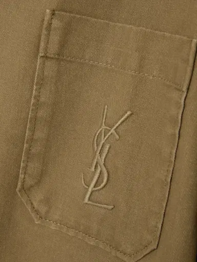 Saint Laurent Embroidered Cotton And Linen-blend Gabardine Shirt | Thumbnail 5 Saint Laurent Embroidered Cotton And Linen-blend Gabardine Shirt | Thumbnail 5