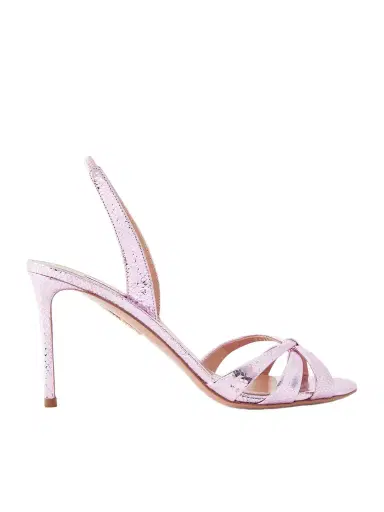 Aquazzura Tati 85 Metallic Snake-effect Leather Slingback Sandals | Thumbnail 1 Aquazzura Tati 85 Metallic Snake-effect Leather Slingback Sandals | Thumbnail 1