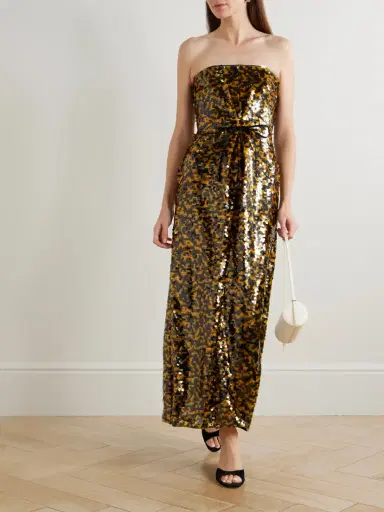 Staud Cece Strapless Tie-detailed Sequined Tulle Midi Dress | Thumbnail 2 Staud Cece Strapless Tie-detailed Sequined Tulle Midi Dress | Thumbnail 2