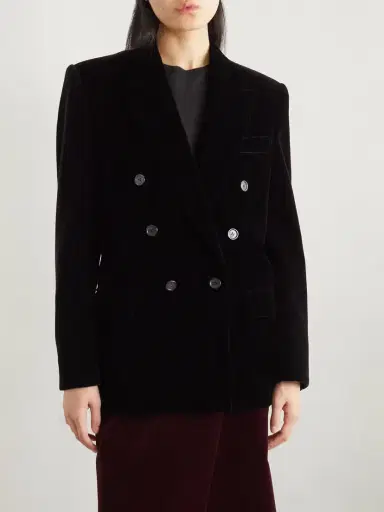 Saint Laurent Double-breasted Velour Blazer | Thumbnail 3 Saint Laurent Double-breasted Velour Blazer | Thumbnail 3