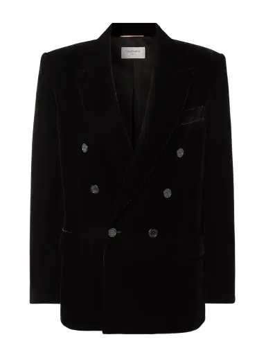 Saint Laurent Double-breasted Velour Blazer | Thumbnail 1 Saint Laurent Double-breasted Velour Blazer | Thumbnail 1