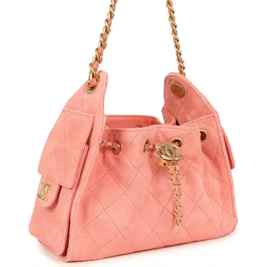 Chanel Chanel Mini 25 Hobo Bag Pink Suede Antique Gold Hardware | Thumbnail 2 Chanel Chanel Mini 25 Hobo Bag Pink Suede Antique Gold Hardware | Thumbnail 2