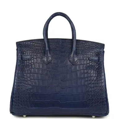 HERMÈS Hermes Birkin 25 Bleu Saphir Matte Alligator Palladium Hardware | Thumbnail 4 HERMÈS Hermes Birkin 25 Bleu Saphir Matte Alligator Palladium Hardware | Thumbnail 4