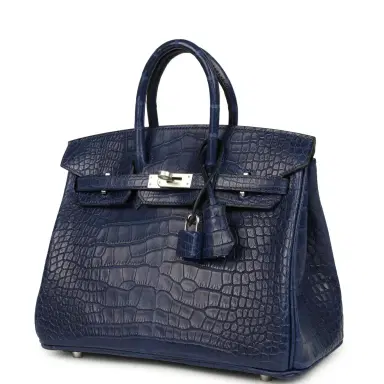 HERMÈS Hermes Birkin 25 Bleu Saphir Matte Alligator Palladium Hardware | Thumbnail 5 HERMÈS Hermes Birkin 25 Bleu Saphir Matte Alligator Palladium Hardware | Thumbnail 5