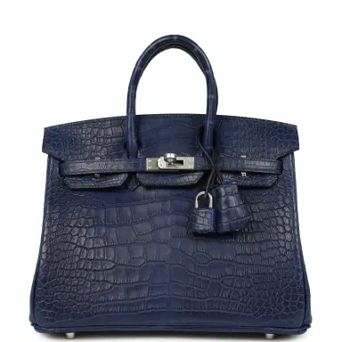HERMÈS Hermes Birkin 25 Bleu Saphir Matte Alligator Palladium Hardware | Thumbnail 1 HERMÈS Hermes Birkin 25 Bleu Saphir Matte Alligator Palladium Hardware | Thumbnail 1