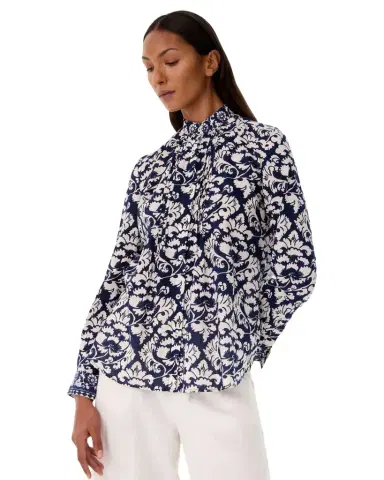 Emporio Sirenuse Chiara Shirt in Lotus Flower Print | Thumbnail 1 Emporio Sirenuse Chiara Shirt in Lotus Flower Print | Thumbnail 1