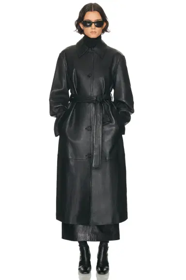 TOTEME Belted Leather Coat | Thumbnail 1 TOTEME Belted Leather Coat | Thumbnail 1