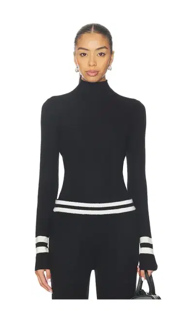 White + Warren Superfine Merino Striped Fitted Turtleneck | Thumbnail 1 White + Warren Superfine Merino Striped Fitted Turtleneck | Thumbnail 1