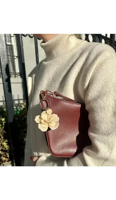 Solar Eclipse Handmade Origami Gardenia Flower Bag Charm + Keychain | Thumbnail 2 Solar Eclipse Handmade Origami Gardenia Flower Bag Charm + Keychain | Thumbnail 2