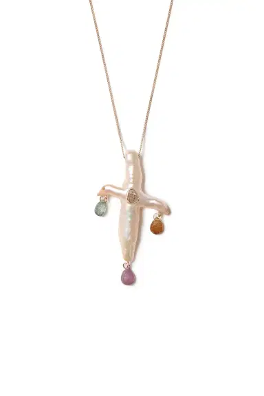CHAN LUU Chandelier Pearl Cross Necklace | Thumbnail 3 CHAN LUU Chandelier Pearl Cross Necklace | Thumbnail 3