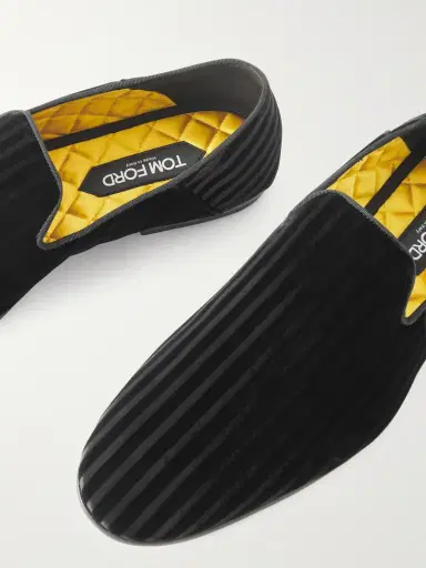 Tom Ford Steven Striped Velvet Slippers - Men | Thumbnail 5 Tom Ford Steven Striped Velvet Slippers - Men | Thumbnail 5