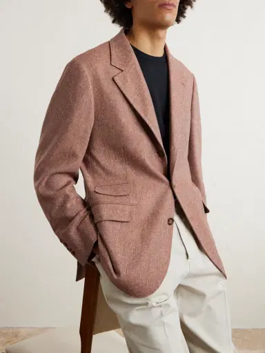 Brunello Cucinelli Herringbone Wool and Cashmere-Blend Blazer - Men | Thumbnail 3 Brunello Cucinelli Herringbone Wool and Cashmere-Blend Blazer - Men | Thumbnail 3