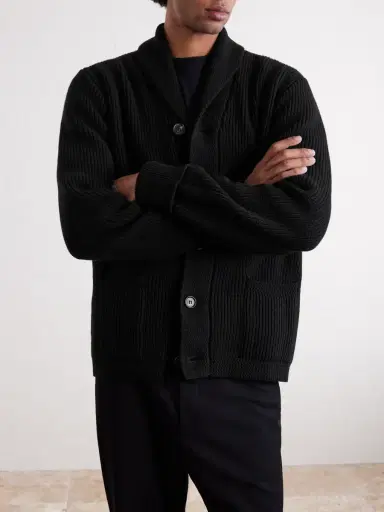William Lockie Duncan Shawl-Collar Ribbed Merino Wool and Cashmere-Blend Cardigan - Men | Thumbnail 3 William Lockie Duncan Shawl-Collar Ribbed Merino Wool and Cashmere-Blend Cardigan - Men | Thumbnail 3
