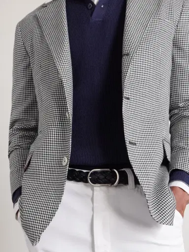 Brunello Cucinelli Houndstooth Wool, Linen and Silk-Blend Blazer - Men | Thumbnail 5 Brunello Cucinelli Houndstooth Wool, Linen and Silk-Blend Blazer - Men | Thumbnail 5