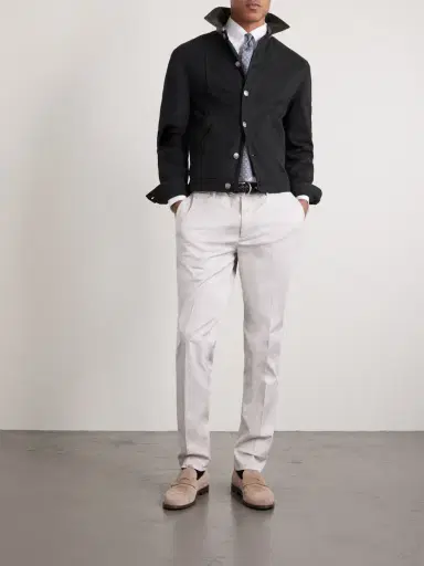 Brunello Cucinelli Leather-Trimmed Denim Jacket - Men | Thumbnail 2 Brunello Cucinelli Leather-Trimmed Denim Jacket - Men | Thumbnail 2