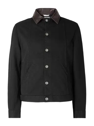 Brunello Cucinelli Leather-Trimmed Denim Jacket - Men | Thumbnail 1 Brunello Cucinelli Leather-Trimmed Denim Jacket - Men | Thumbnail 1