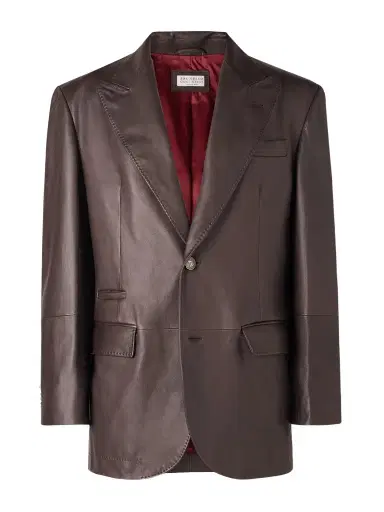 Brunello Cucinelli Full-Grain Leather Blazer - Men | Thumbnail 1 Brunello Cucinelli Full-Grain Leather Blazer - Men | Thumbnail 1