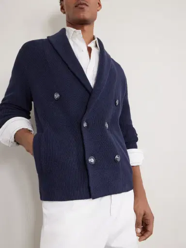 Brunello Cucinelli Shawl-Collar Double-Breasted Ribbed Cotton Cardigan - Men | Thumbnail 5 Brunello Cucinelli Shawl-Collar Double-Breasted Ribbed Cotton Cardigan - Men | Thumbnail 5