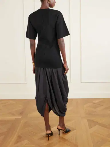 TOTEME Cocoon Draped Paneled Voile Midi Dress | Thumbnail 4 TOTEME Cocoon Draped Paneled Voile Midi Dress | Thumbnail 4