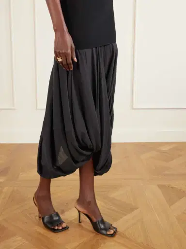 TOTEME Cocoon Draped Paneled Voile Midi Dress | Thumbnail 5 TOTEME Cocoon Draped Paneled Voile Midi Dress | Thumbnail 5