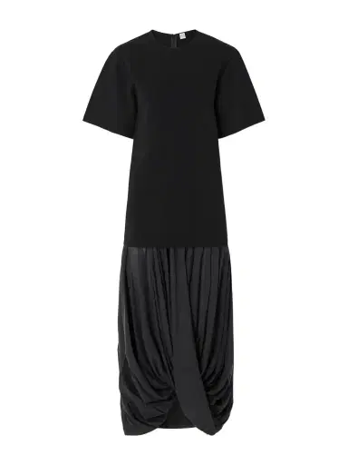 TOTEME Cocoon Draped Paneled Voile Midi Dress | Thumbnail 1 TOTEME Cocoon Draped Paneled Voile Midi Dress | Thumbnail 1