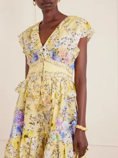 Camilla Appliquéd Embellished Floral-print Linen-voile Mini Dress | Thumbnail 3 Camilla Appliquéd Embellished Floral-print Linen-voile Mini Dress | Thumbnail 3