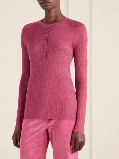 Gabriela Hearst Anges Ribbed Cashmere, Silk And Hemp-blend Henley Shirt | Thumbnail 3 Gabriela Hearst Anges Ribbed Cashmere, Silk And Hemp-blend Henley Shirt | Thumbnail 3