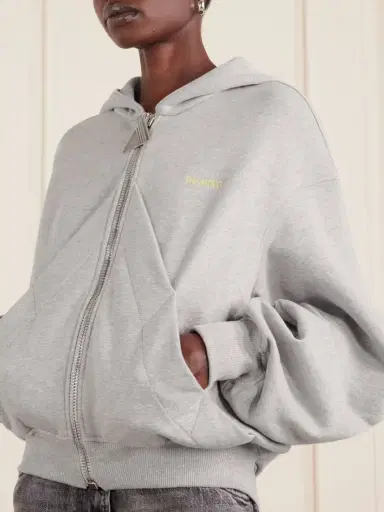 The Attico Embroidered Cotton-blend Jersey Zip-up Hoodie | Thumbnail 4 The Attico Embroidered Cotton-blend Jersey Zip-up Hoodie | Thumbnail 4
