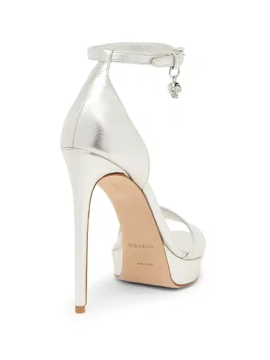 McQueen Women's Skull Charm Leather Platform Sandals - Silver | Thumbnail 3 McQueen Women's Skull Charm Leather Platform Sandals - Silver | Thumbnail 3