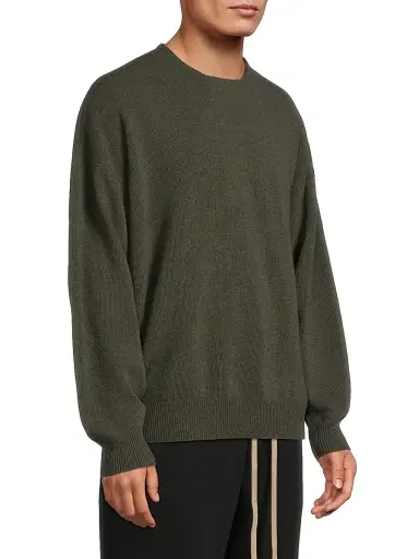 Fear of God Men's Fine-Knit Wool Crewneck Sweater - Off Black | Thumbnail 4 Fear of God Men's Fine-Knit Wool Crewneck Sweater - Off Black | Thumbnail 4