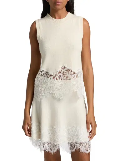 Ramy Brook Women's Nerissa Lace & Wool-Cashmere Sweater - Winter White Combo | Thumbnail 3 Ramy Brook Women's Nerissa Lace & Wool-Cashmere Sweater - Winter White Combo | Thumbnail 3