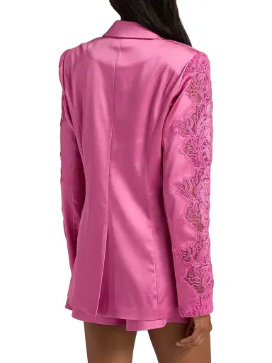 Ramy Brook Women's Foxi Sheer Lace-Embellished Satin Blazer - Pink Garnet | Thumbnail 5 Ramy Brook Women's Foxi Sheer Lace-Embellished Satin Blazer - Pink Garnet | Thumbnail 5