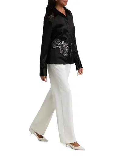 Ramy Brook Women's Serena Laced Satin Top - Black | Thumbnail 2 Ramy Brook Women's Serena Laced Satin Top - Black | Thumbnail 2