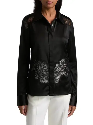 Ramy Brook Women's Serena Laced Satin Top - Black | Thumbnail 3 Ramy Brook Women's Serena Laced Satin Top - Black | Thumbnail 3