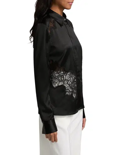 Ramy Brook Women's Serena Laced Satin Top - Black | Thumbnail 4 Ramy Brook Women's Serena Laced Satin Top - Black | Thumbnail 4