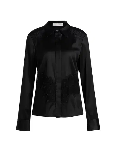 Ramy Brook Women's Serena Laced Satin Top - Black | Thumbnail 1 Ramy Brook Women's Serena Laced Satin Top - Black | Thumbnail 1